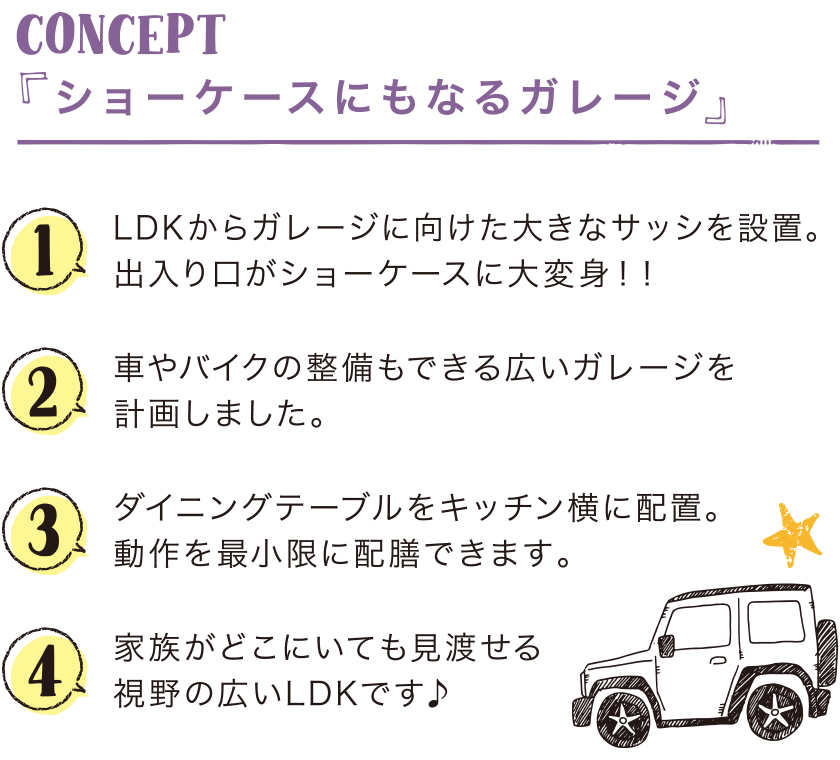 ショーケースにもなるガレージ